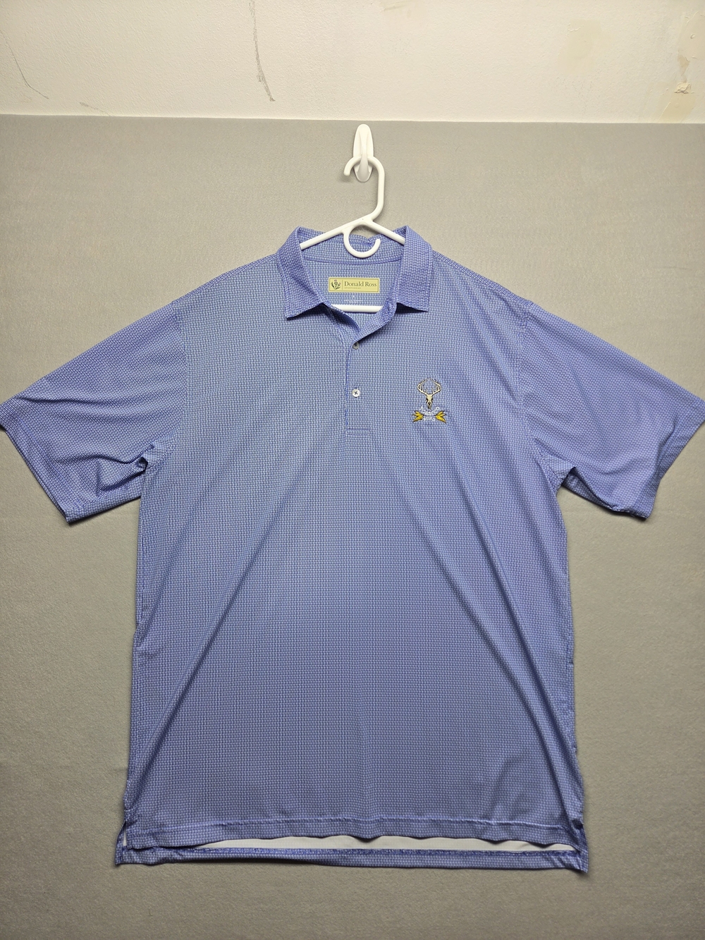 Donald Ross Tobacco Road Golf Mens Large Blue Golf Tee Print Polo Shirt